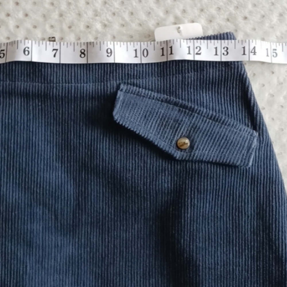 Rock & Roll Cowgirl blue corduroy mini skirt with cute pockets - Picture 7 of 10